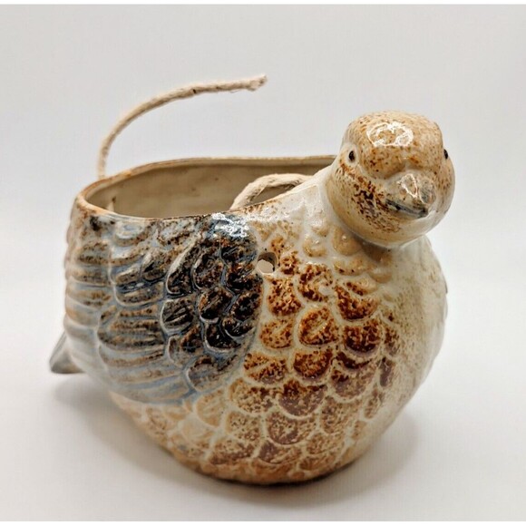 Vintage Pottery BIRD HEN String Twine Holder Folk Art Hand Painted - Picture 1 of 8